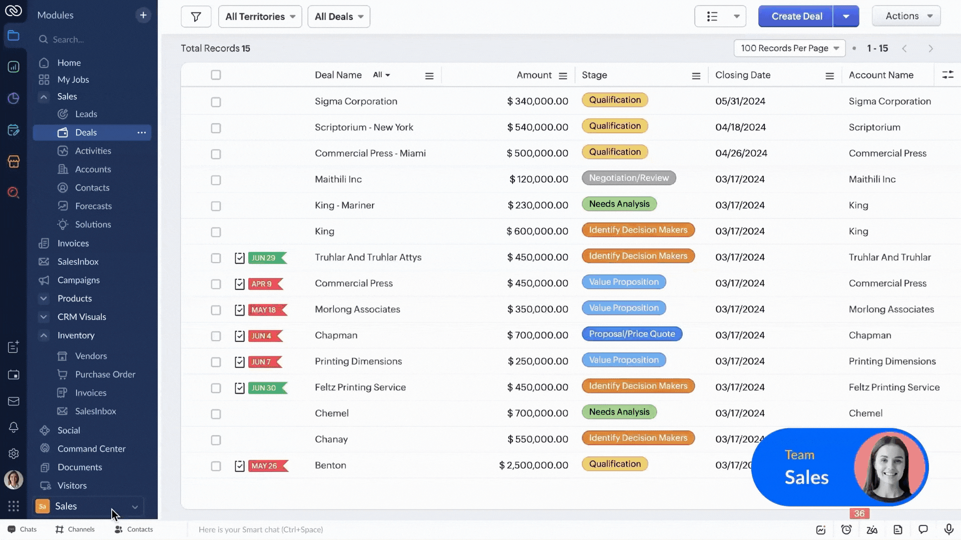 Anwendungsbeispiel CRM Zoho CRM 