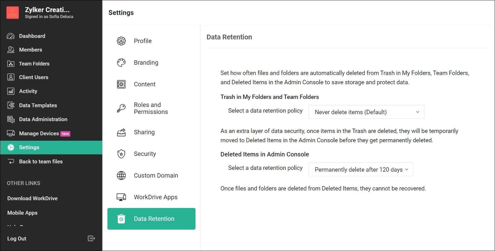 Löschen von Daten einschränken