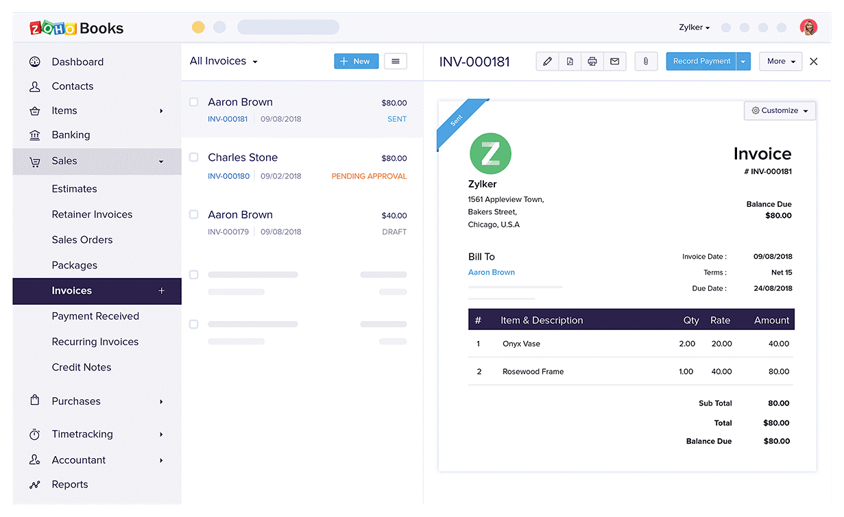 Zoho Books für den E-Commerce