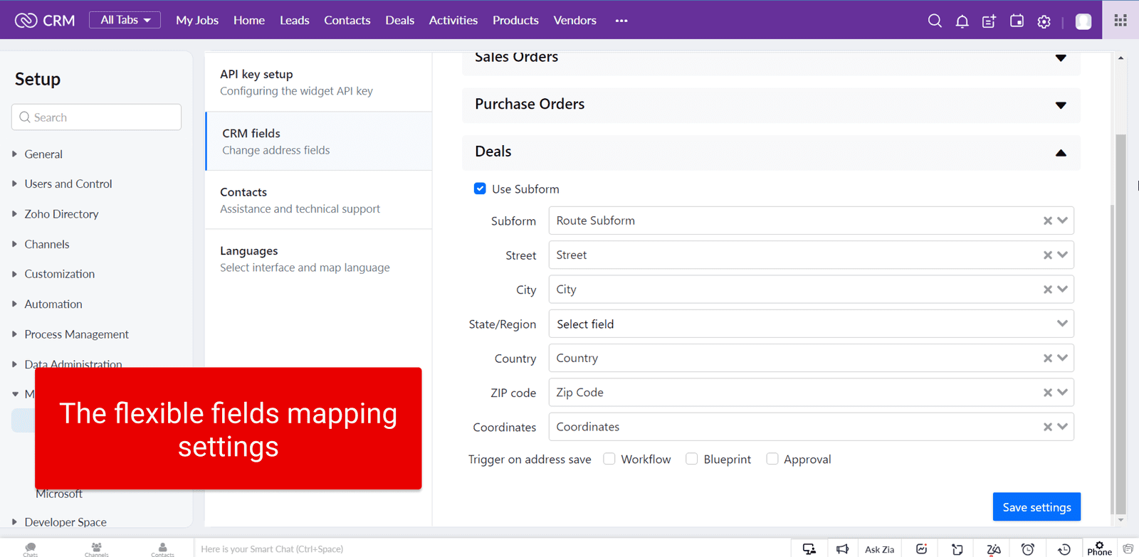 Flexible Anpassung der Adressfelder